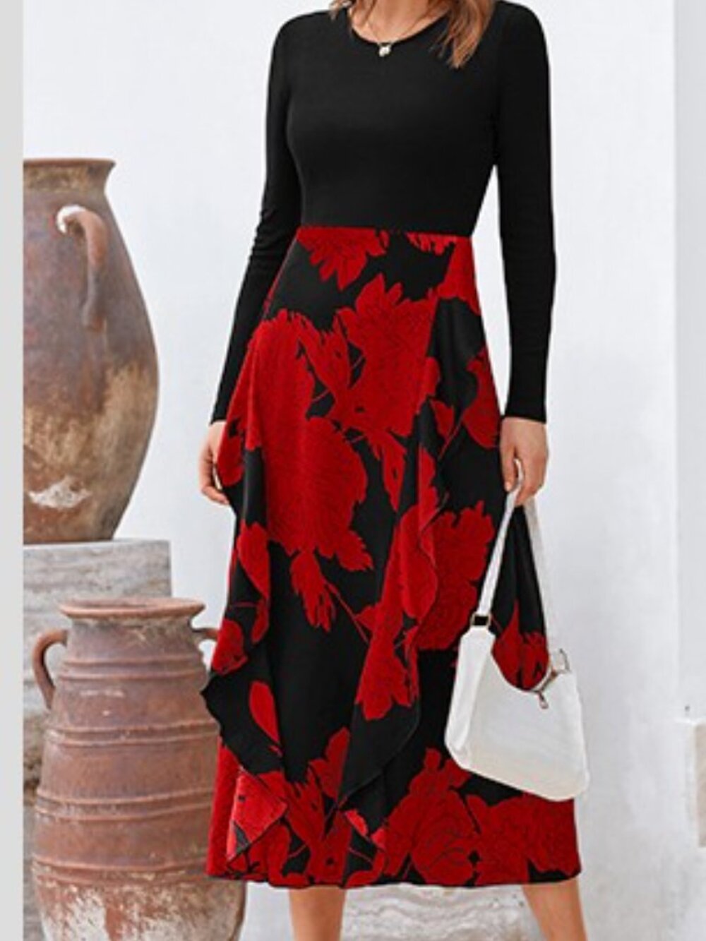 BTFBM Women's Casual Sleeveless Summer Dress Black Red Size Medium Flowy NEW